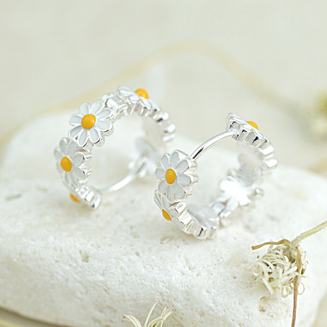 Earrings - Daisy Chain Huggie Hoops