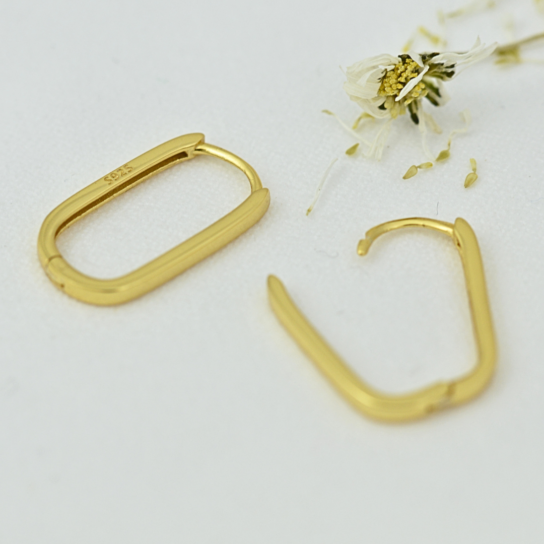 Earrings - Gold Oval Hoops