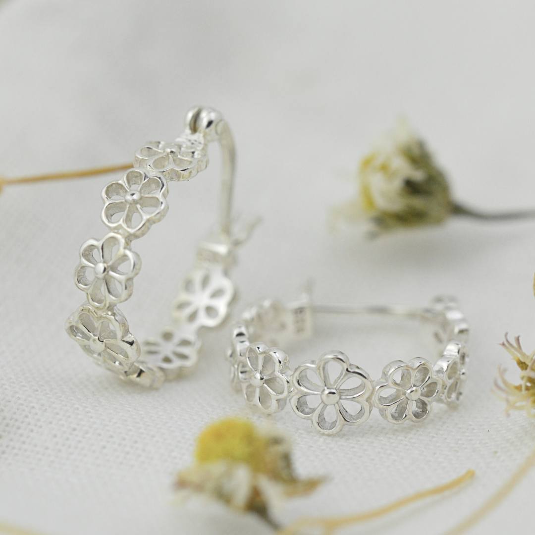 Earrings - Open Daisy Hoops