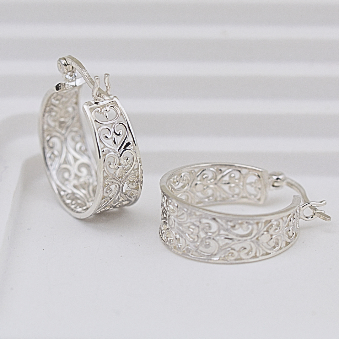 Earrings - Filigree Hoops