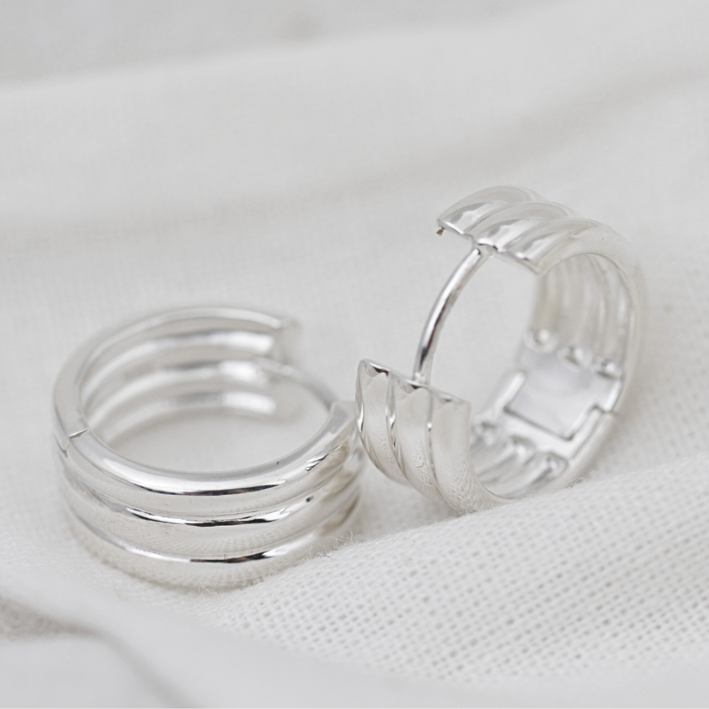 Earrings - Tri Band Hoops