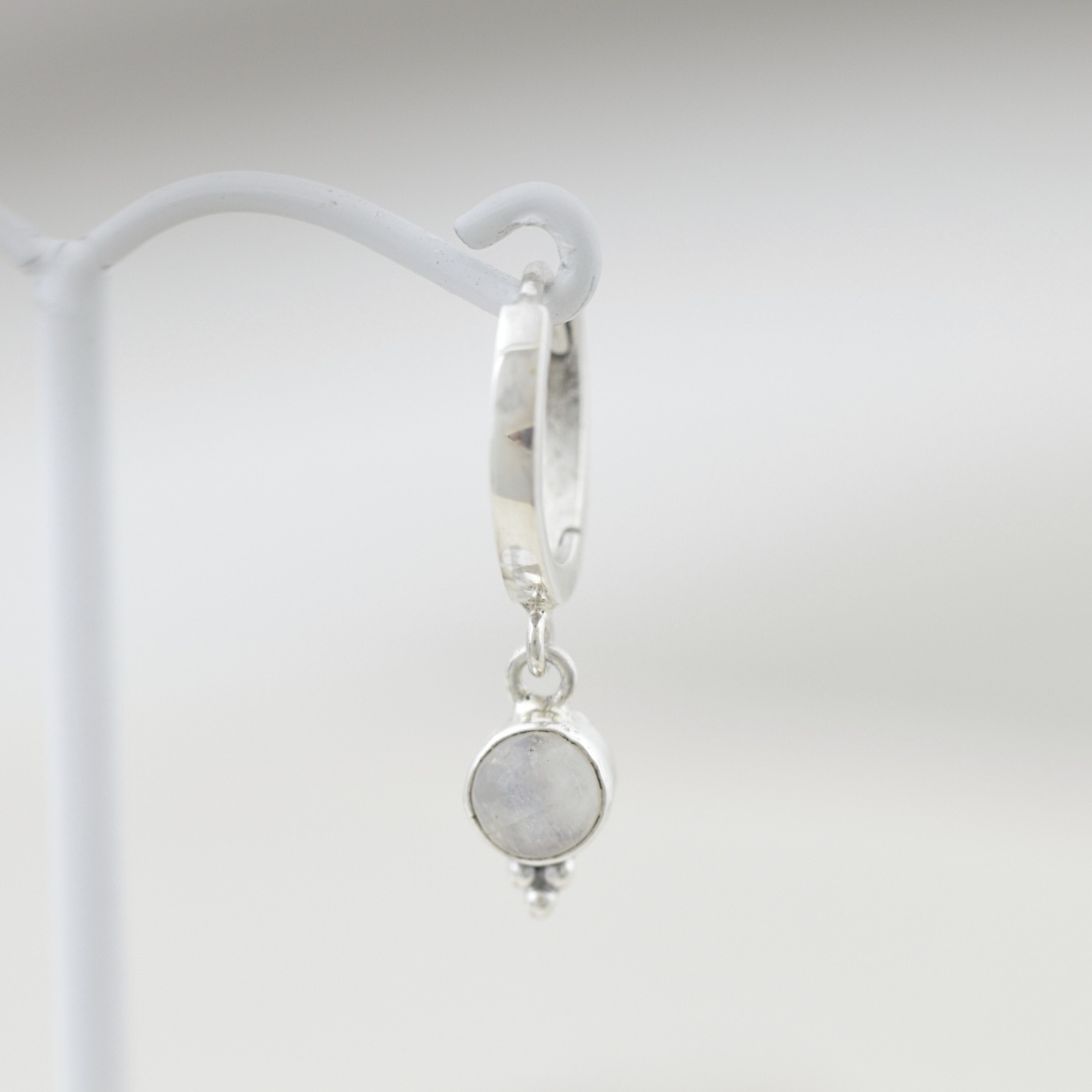 Little Moonstone Huggie Hoops