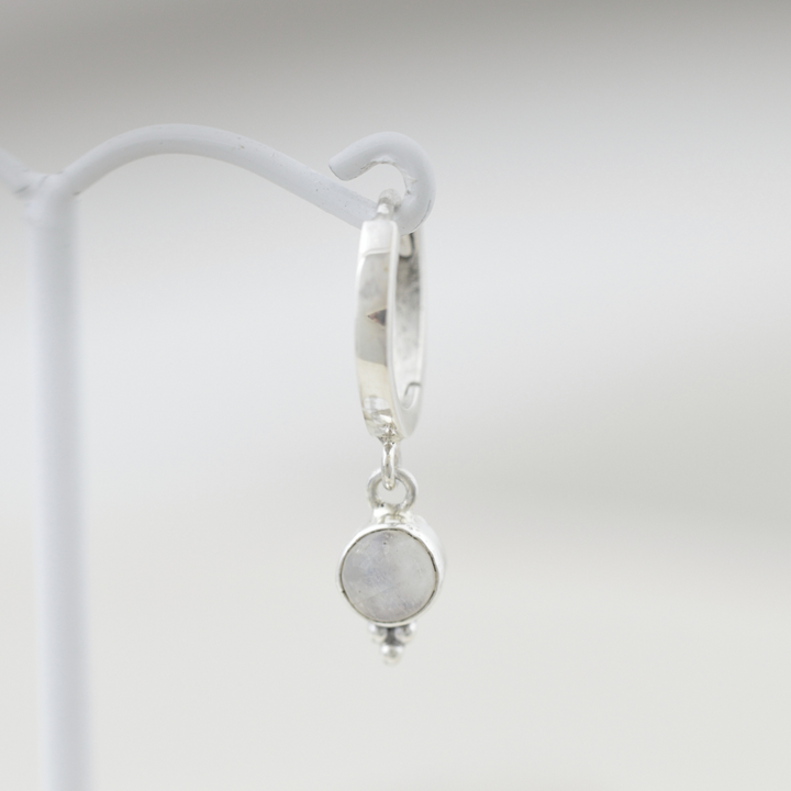Little Moonstone Huggie Hoops