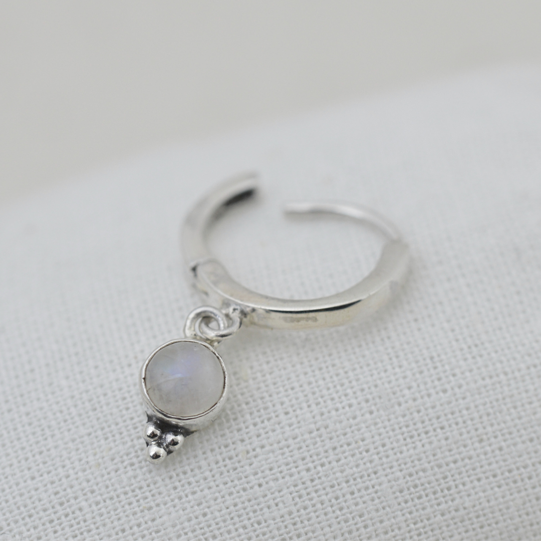 Little Moonstone Huggie Hoops