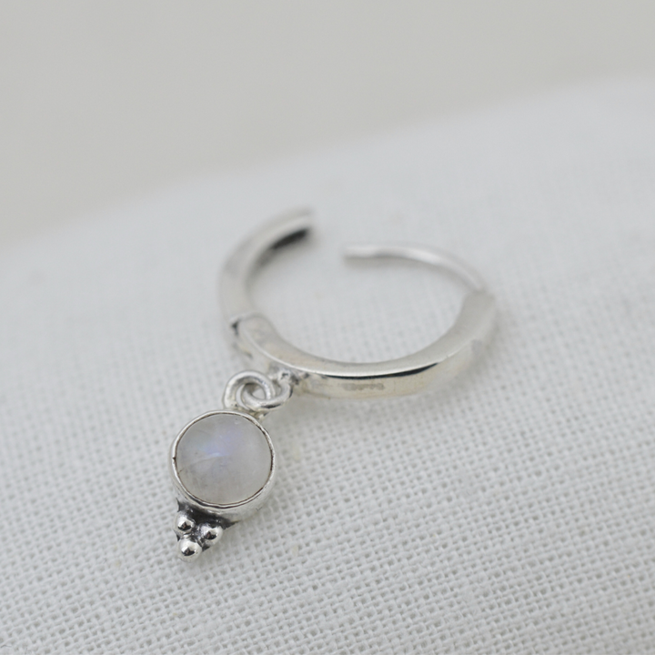 Little Moonstone Huggie Hoops
