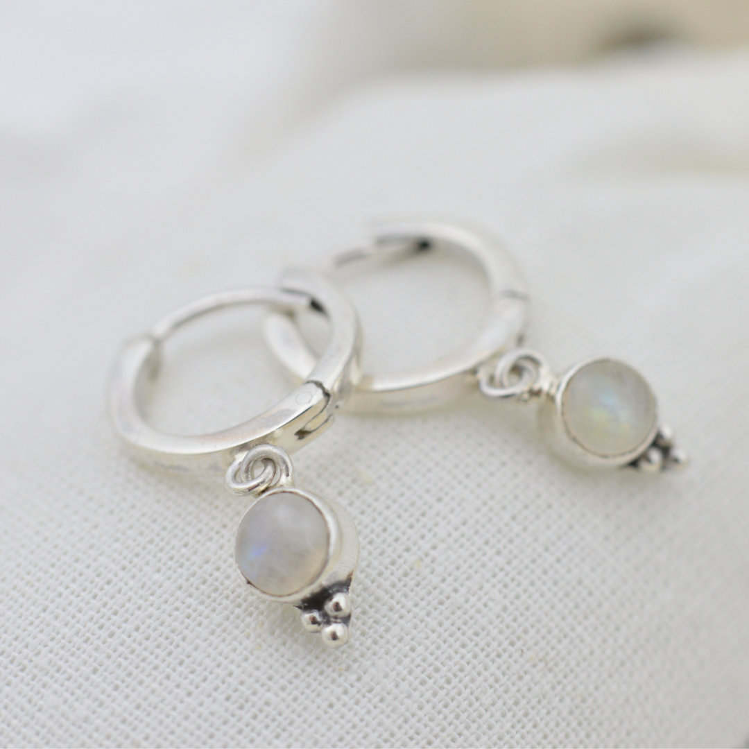 Earrings - Moonstone Huggies