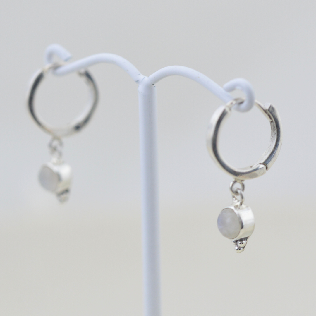 Earrings - Moonstone hoops.