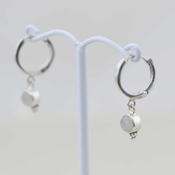 Earrings - Moonstone hoops.