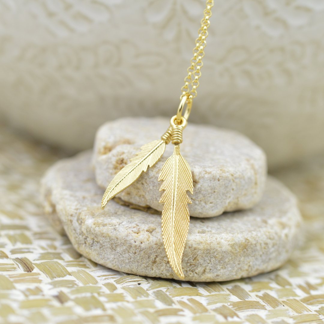 Necklaces - Gold Feather Necklace