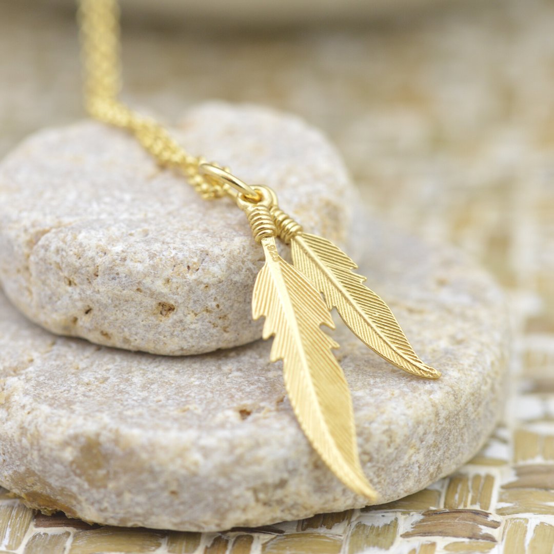 Necklaces - Gold Feather Necklace