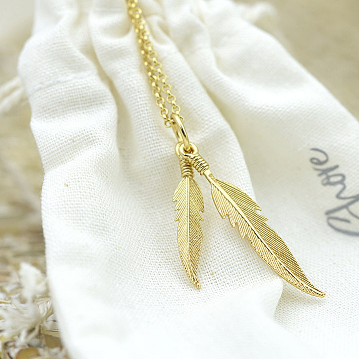 Necklaces - Gold Feather Necklace