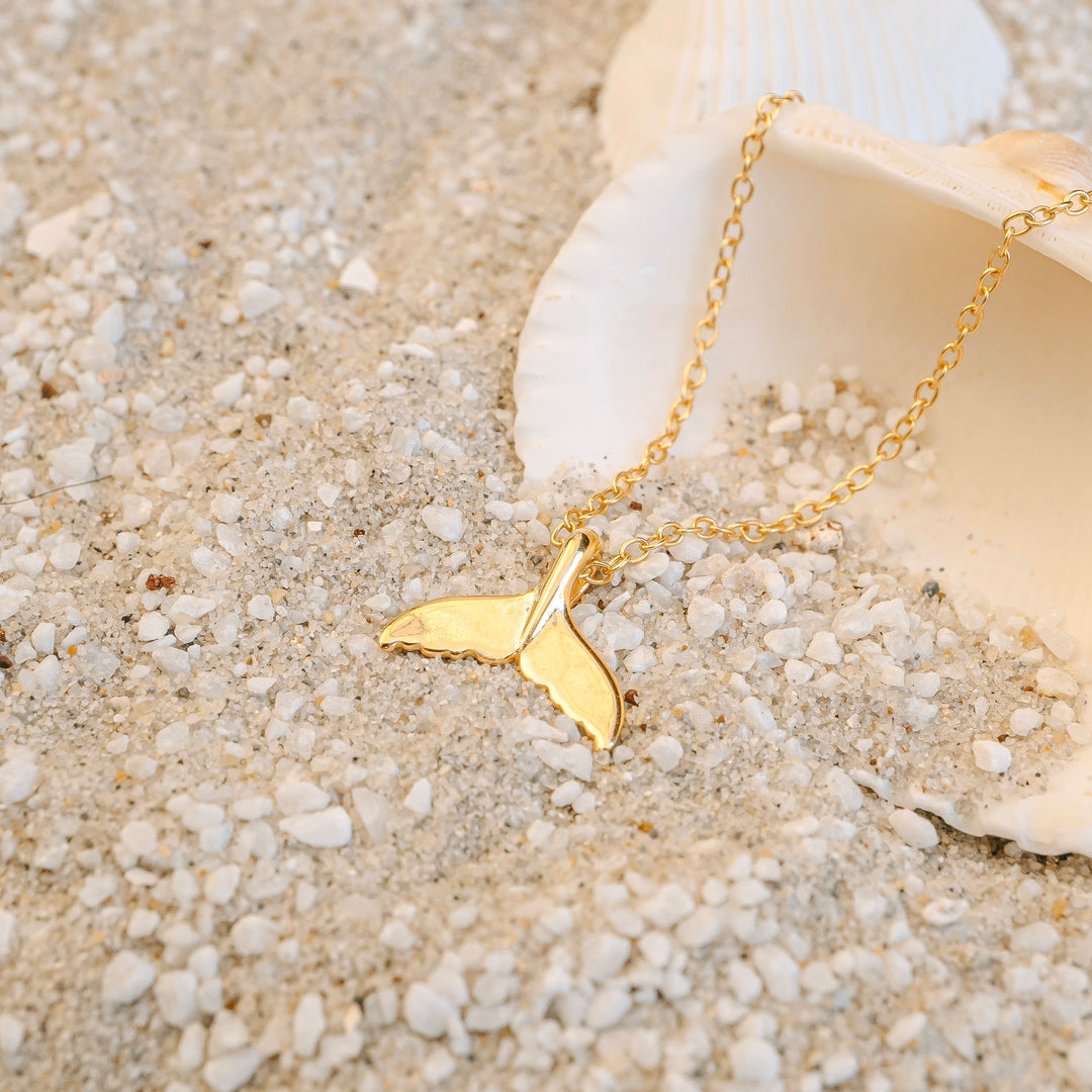Necklaces - Gold Whale Tail Necklace