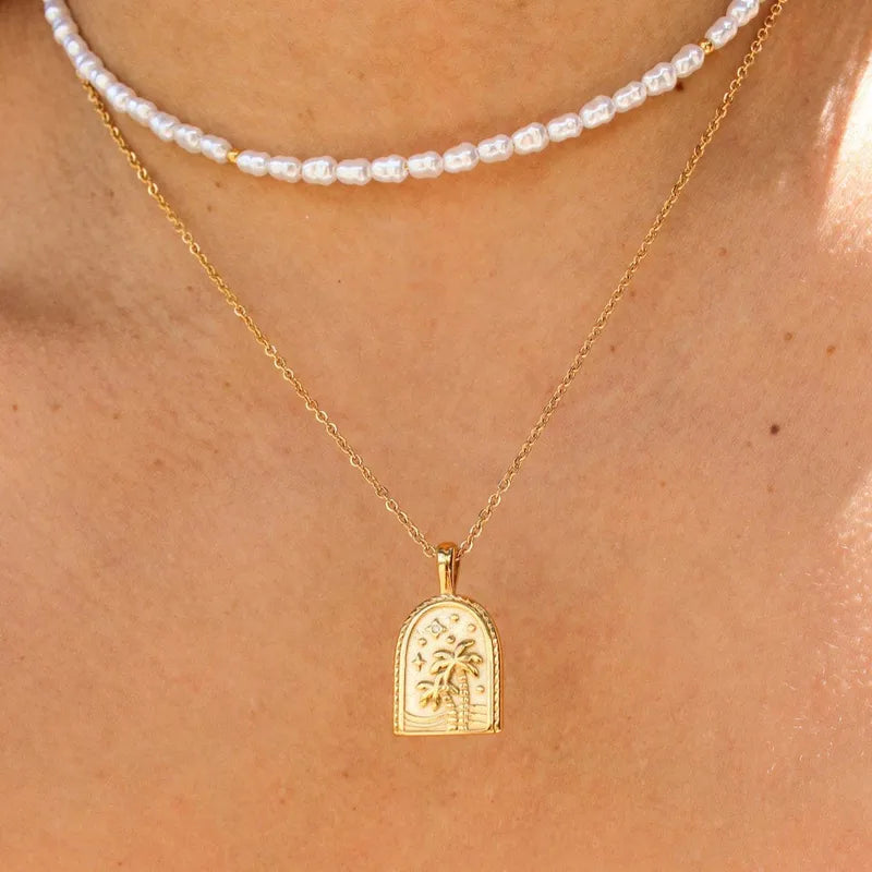 Necklaces - Gold Palm Tree Necklace