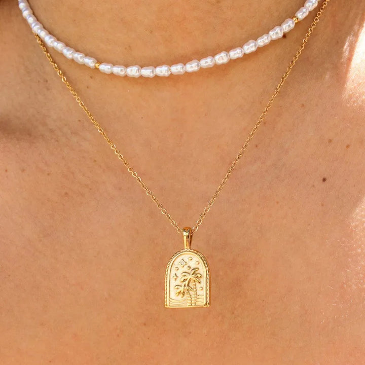 Necklaces - Gold Palm Tree Necklace