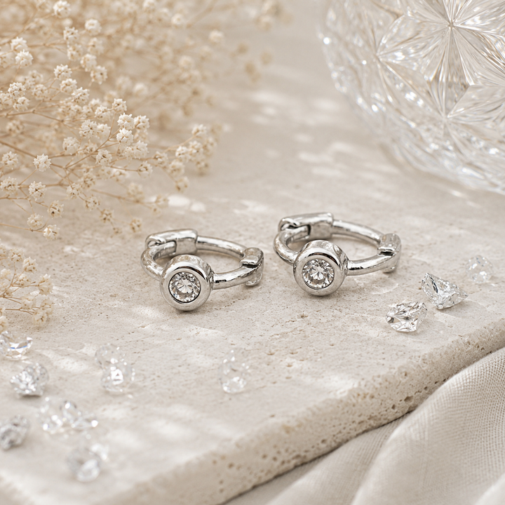 Tiny Side Ear Huggies (Metal & Clear)