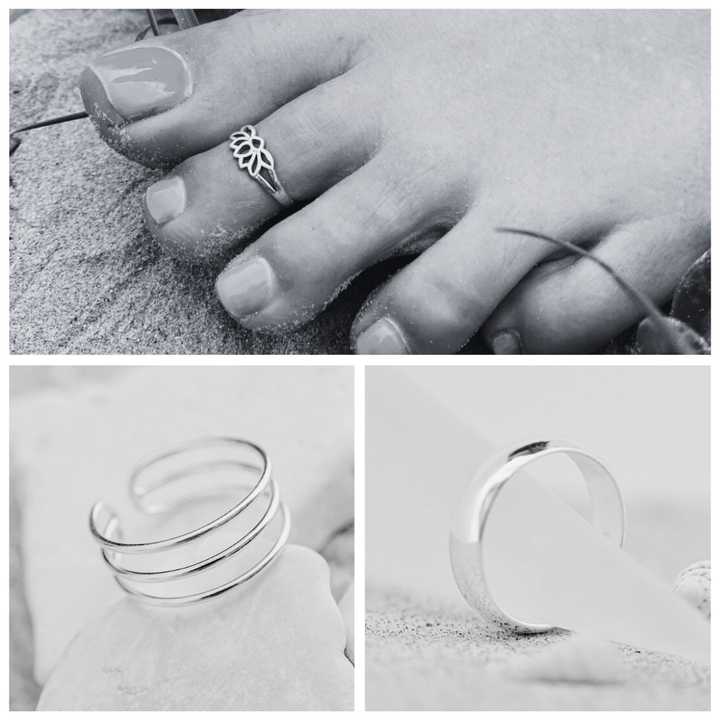 Sterling Silver Toe Ring Trio