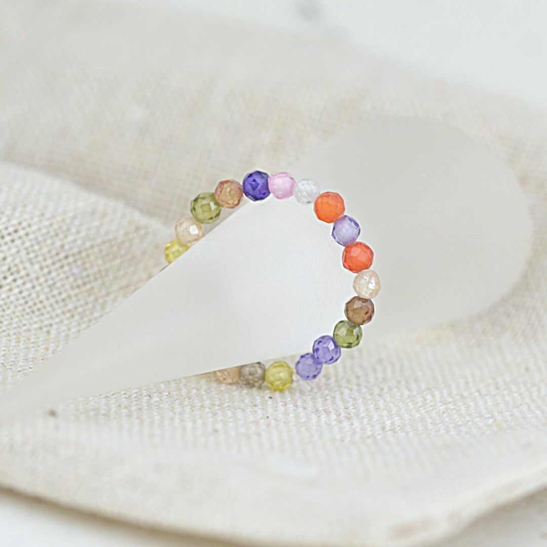 Beaded Crystal Glass Ring