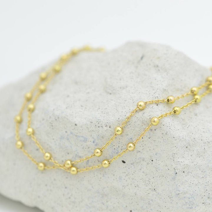 Gold Double Strand Ball and Chain Anklet