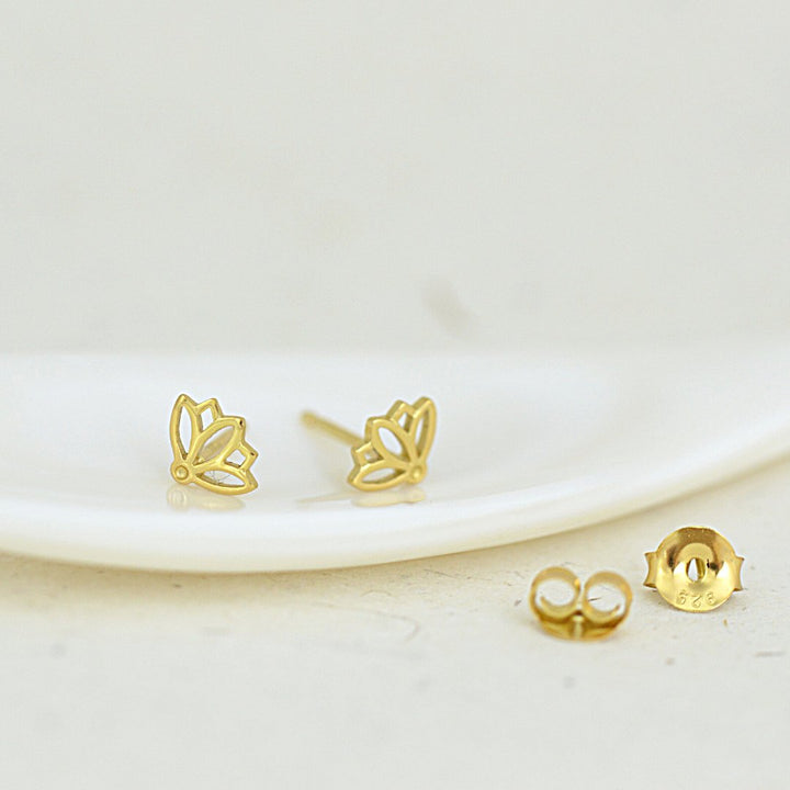 Gold Lotus Flower Studs