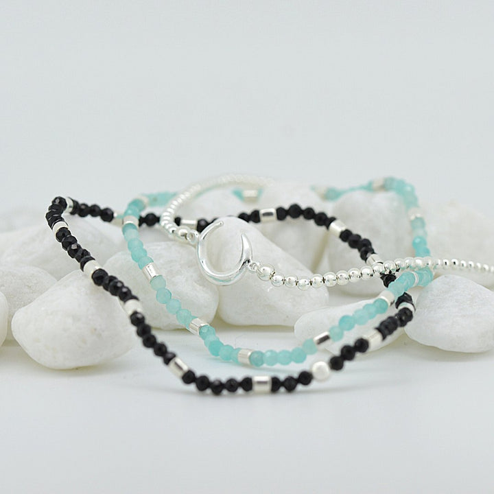 Black Agate Stretchy Bracelet