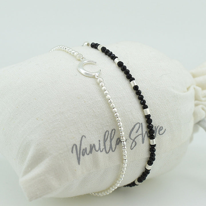 Black Agate Stretchy Bracelet
