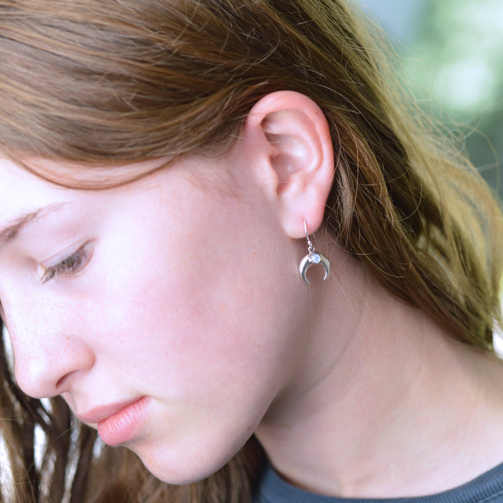 Crescent Moon Earrings with Mother Of Pearl