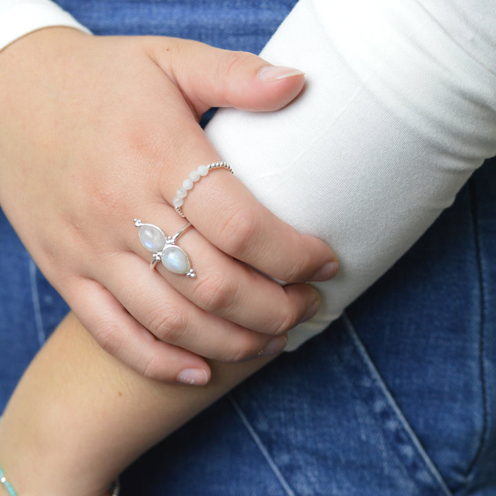 Beaded Moonstone Ring