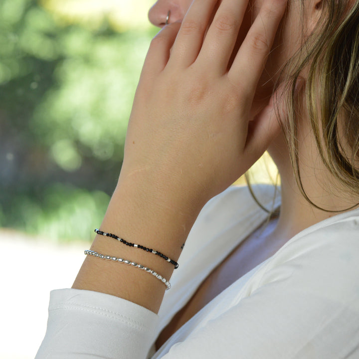 Black Agate Stretchy Bracelet