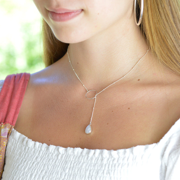 Moonstone Lariat Necklace