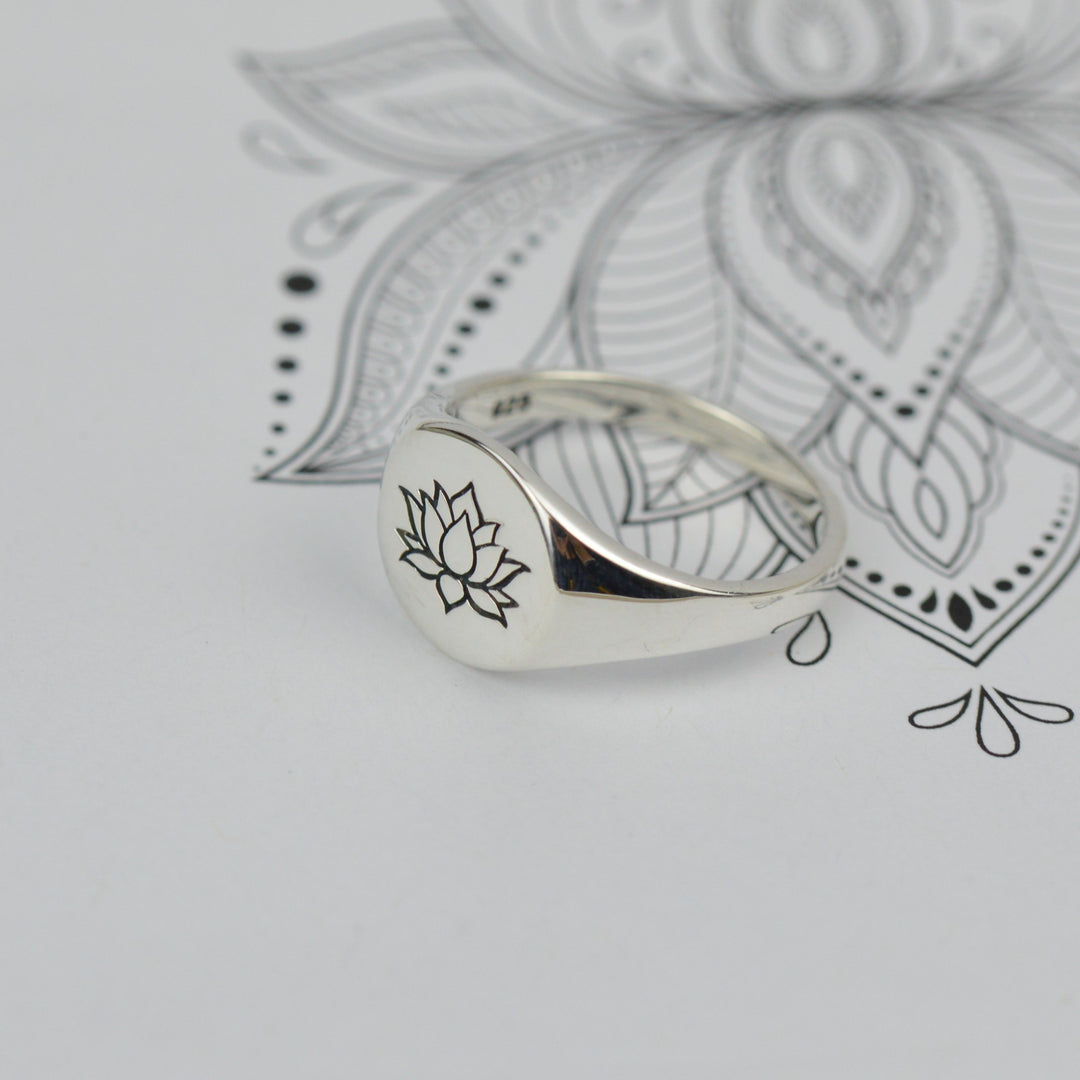 Rings - Lotus Flower Signet Ring 