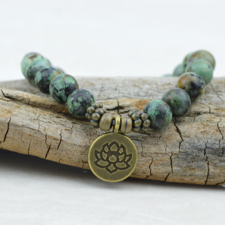 Bracelets - African Turquoise & Lotus Flower Bracelet
