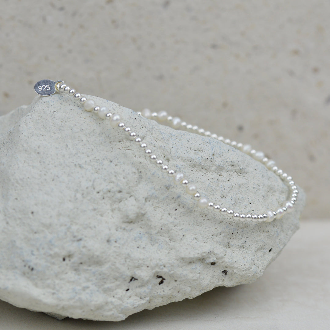 Bracelets -Sterling Silver and Pearl Mini Bead Bracelet