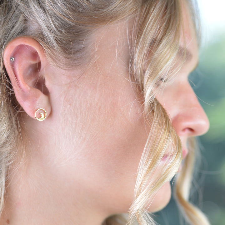 Gold Wave Stud Earrings