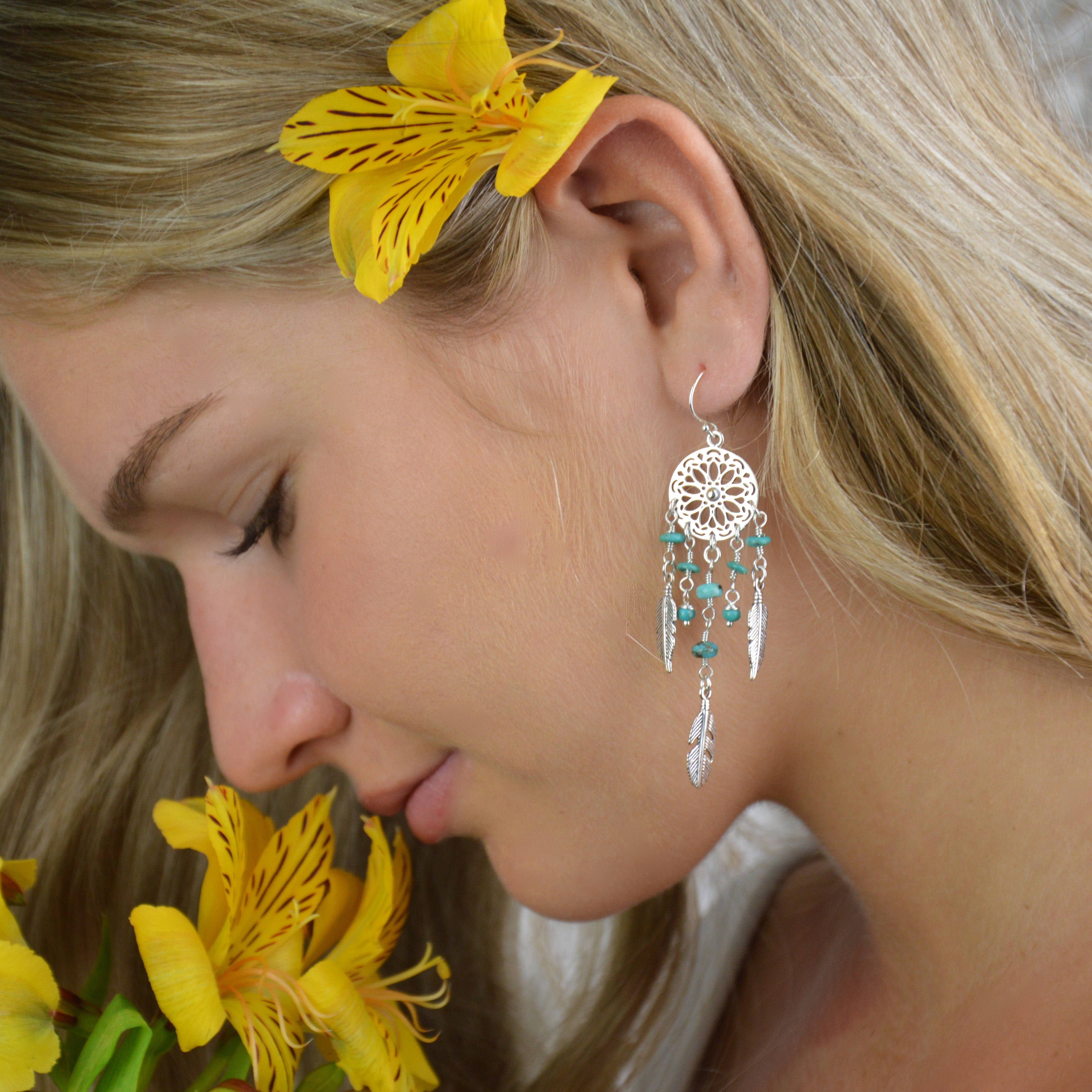 Turquoise dream shop catcher earrings
