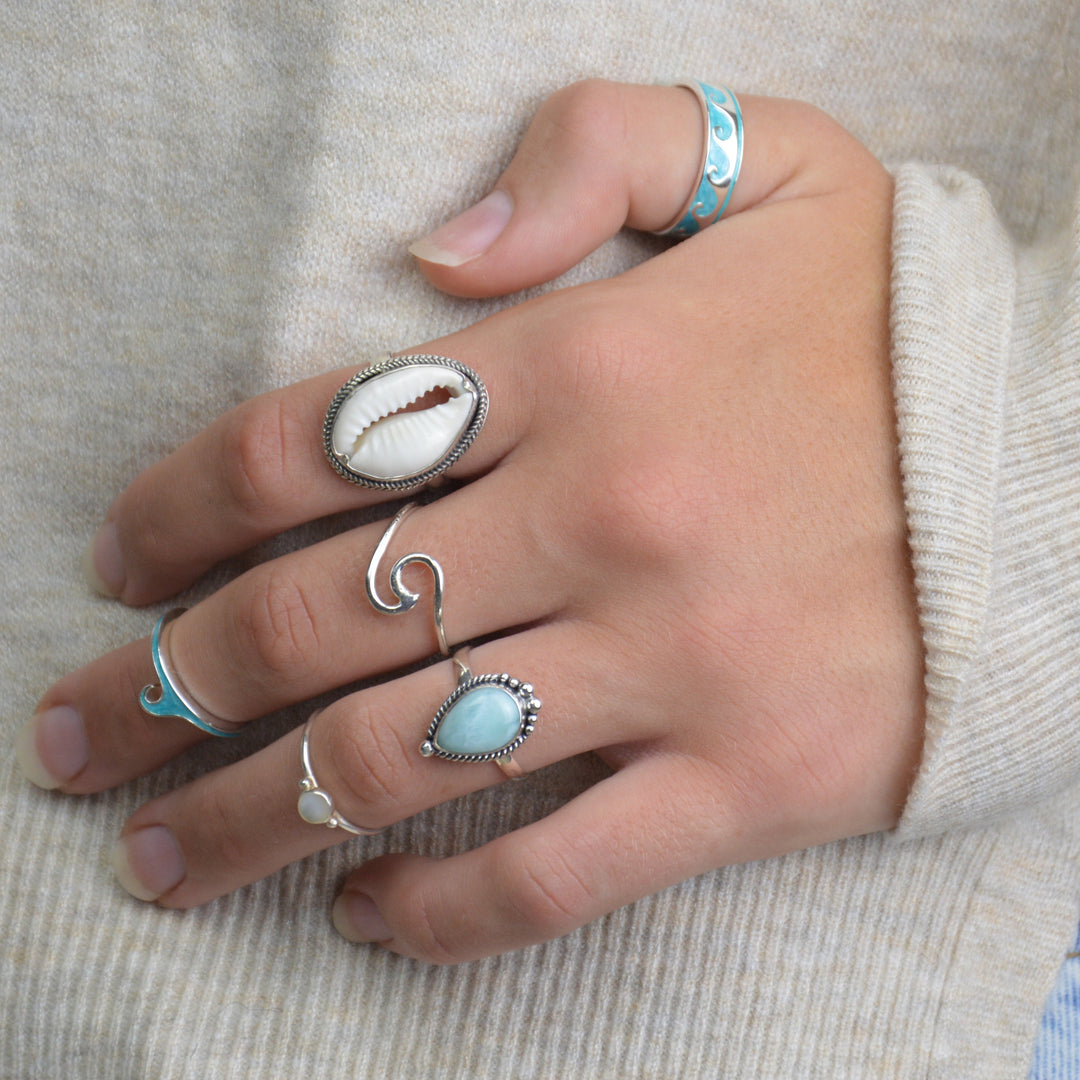 Teardrop Larimar Ring