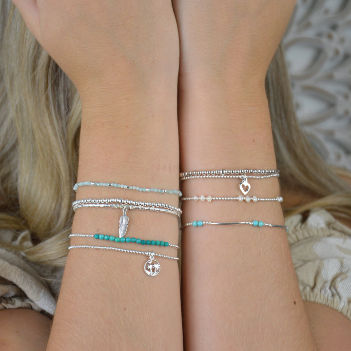 Pearl & Silver Stretchy Bracelet