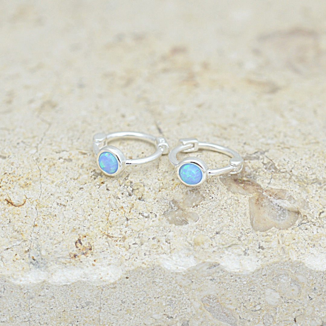 Mini Azure Opal Hoops