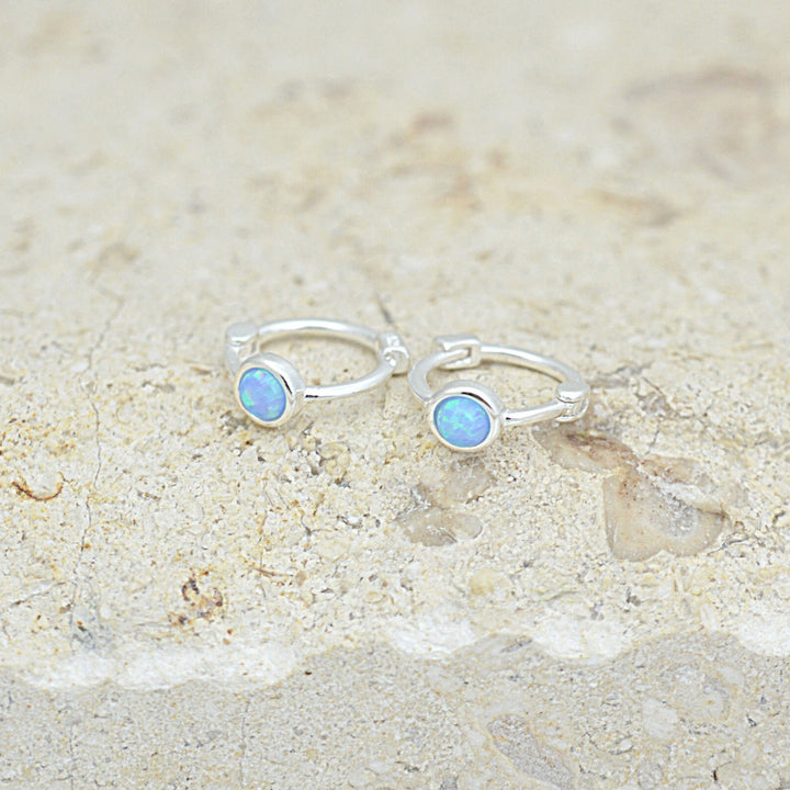 Mini Azure Opal Hoops