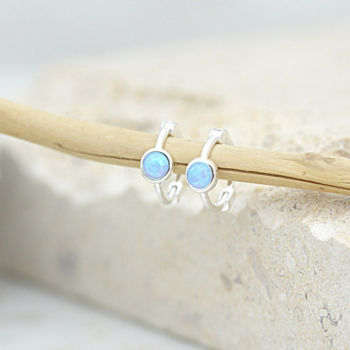 Mini Azure Opal Hoops