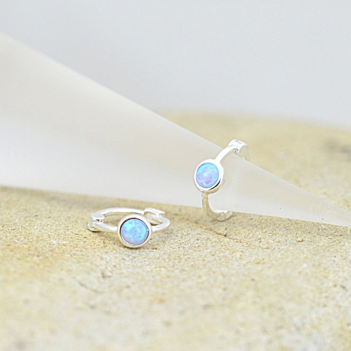 Mini Azure Opal Hoops