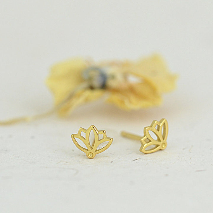 Gold Lotus Flower Studs