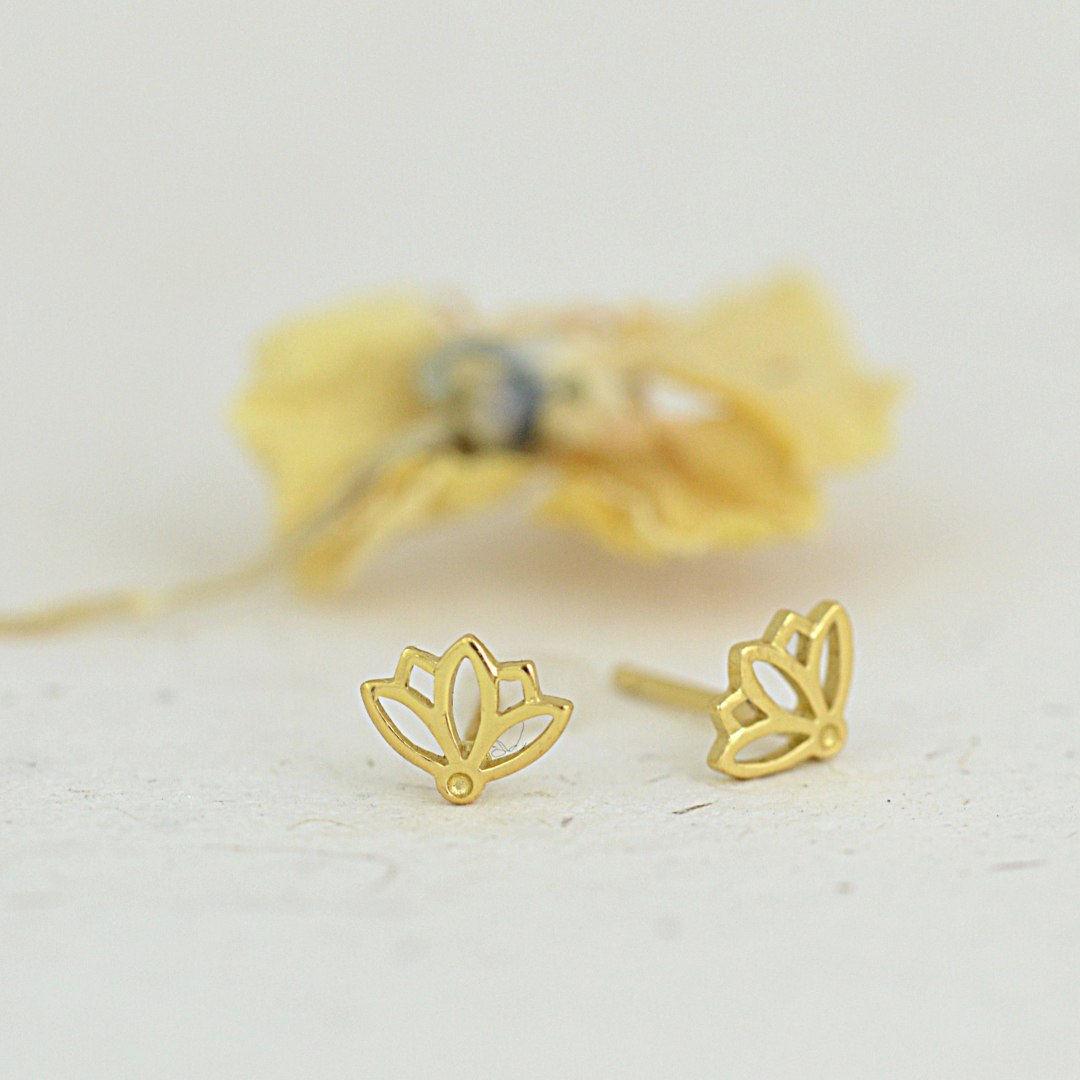 Gold Lotus Flower Studs