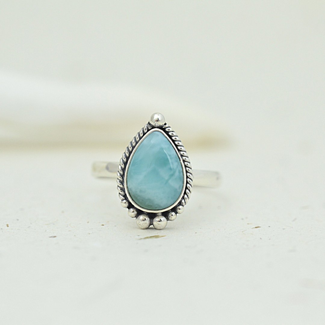 Teardrop Larimar Ring