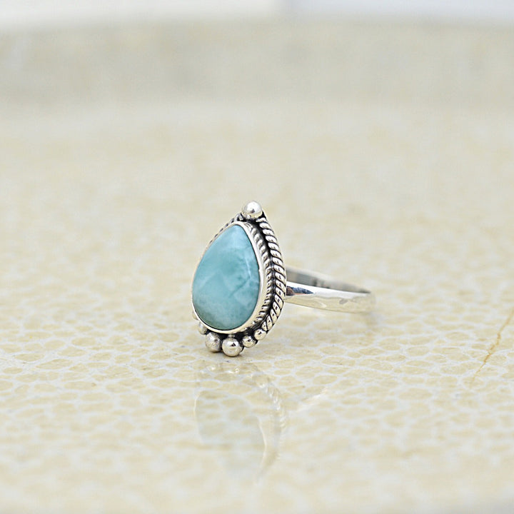 Teardrop Larimar Ring