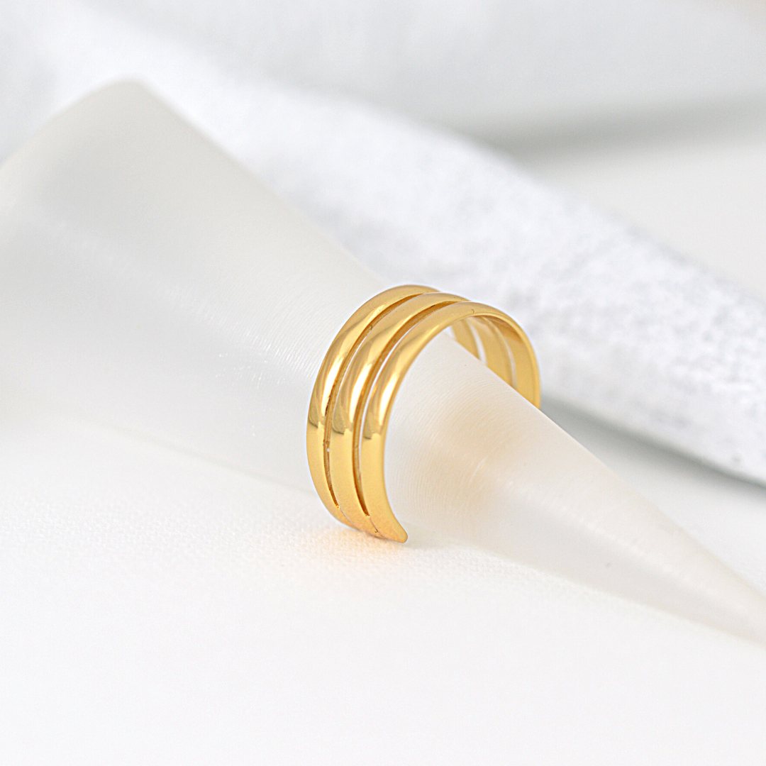 Gold Tri Band Toe Ring