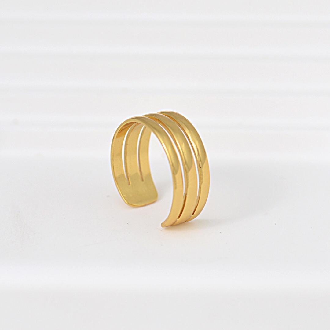 Gold Tri Band Toe Ring