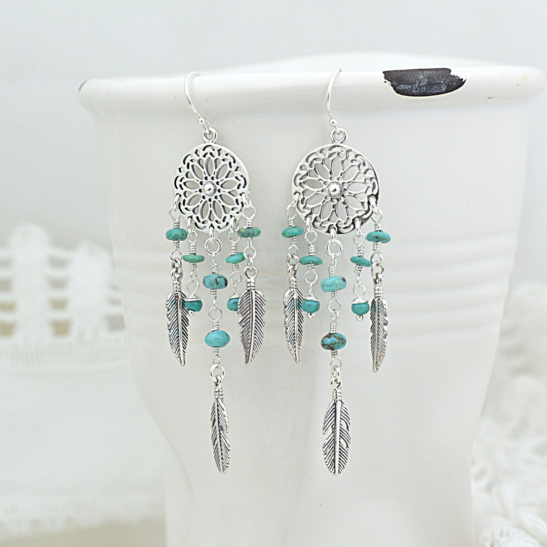 Turquoise Dreamcatcher Earrings