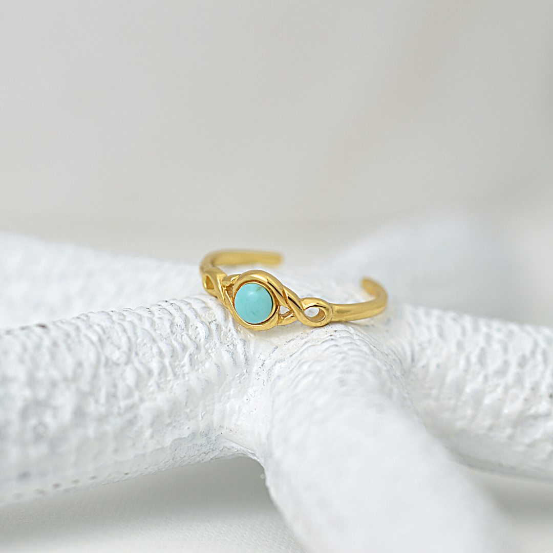 Turquoise and Gold Toe Ring