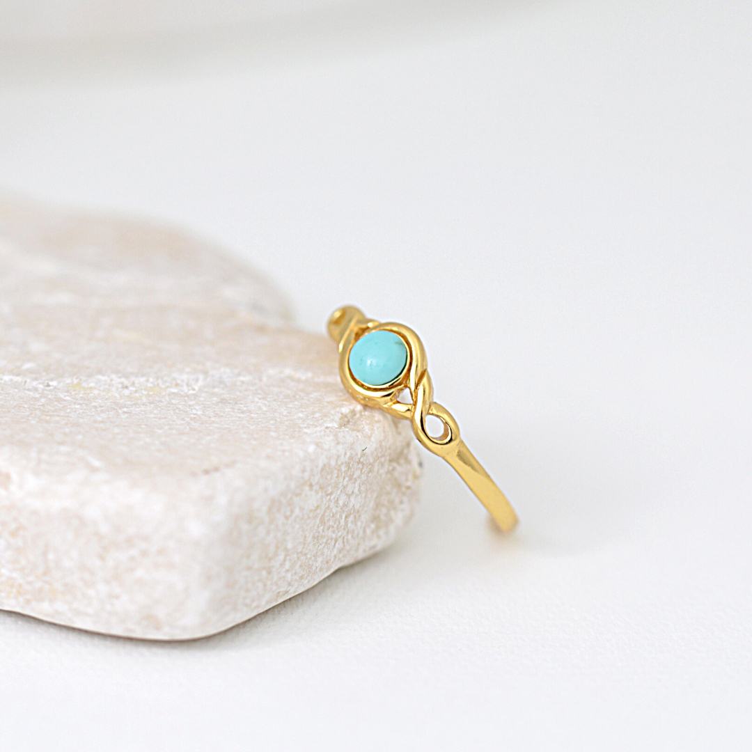 Turquoise and Gold Toe Ring