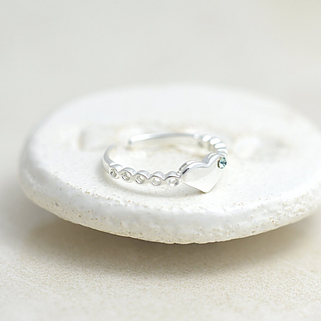 Aqua Heart Sparkle Toe Ring